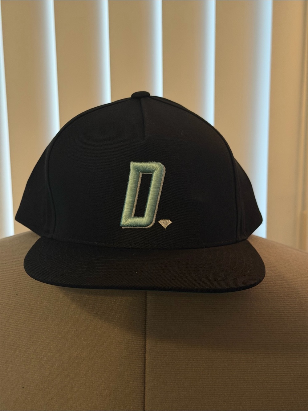 Loungefly Black Snapback Hat with Mint 'D' Embroidery